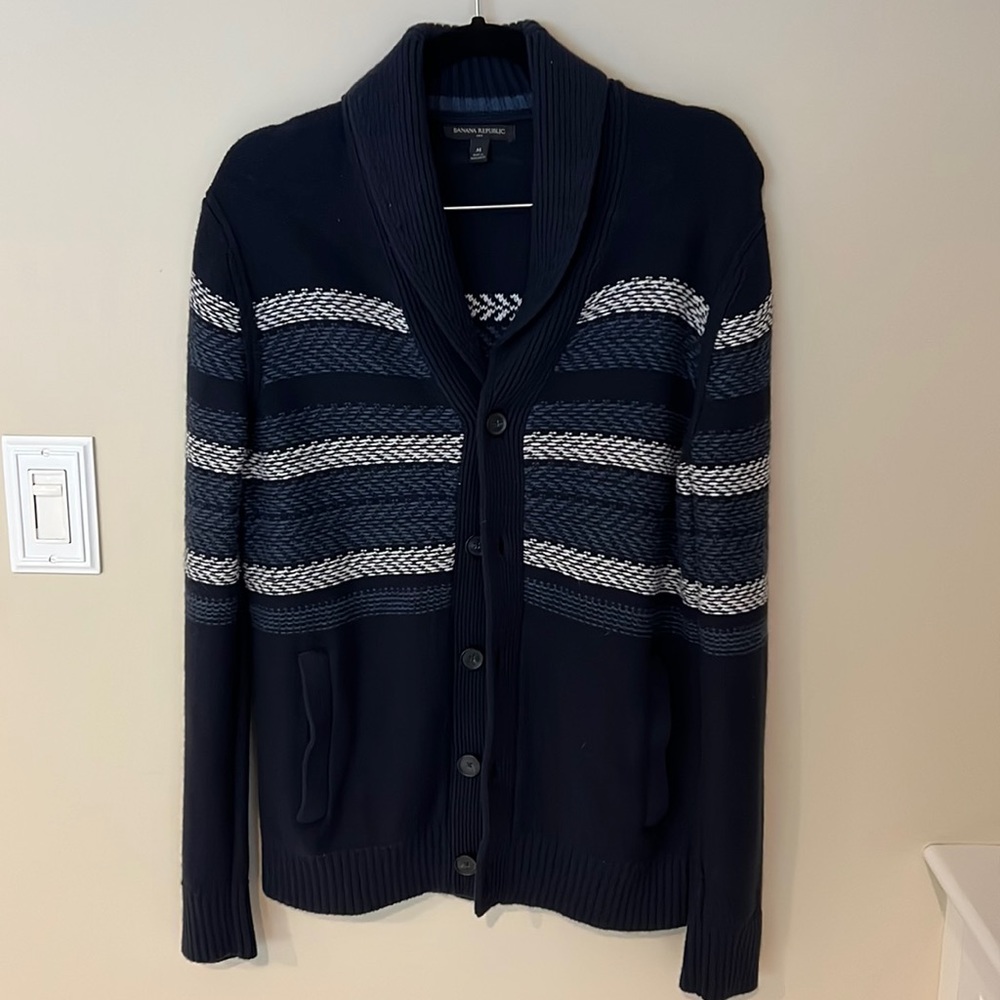 Banana Republic Navy Blue shawl collar Cardigan size M
